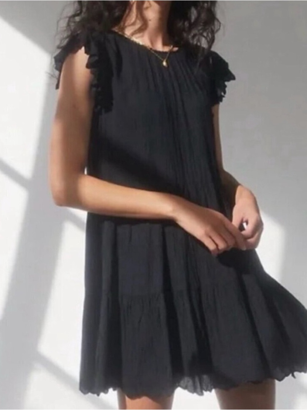 Wilfred Black Ruffle Sleeve Mini Dress